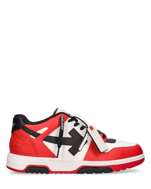 Sneakers out of office in pelle di Off-White c/o Virgil Abloh in Red da Uomo