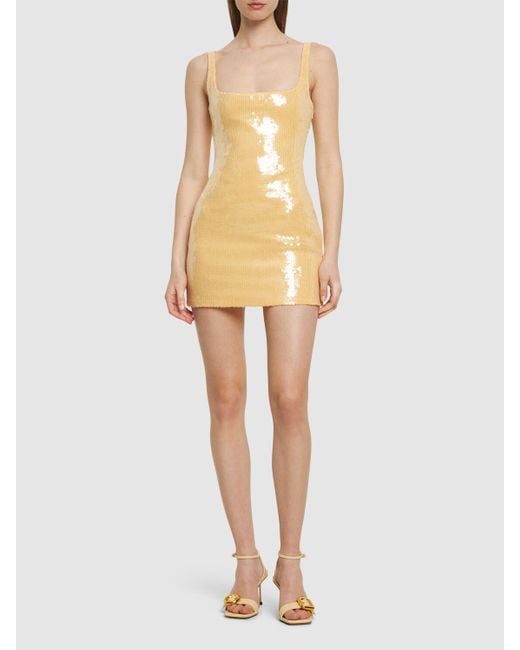 16Arlington Yellow Sior Sequined Mini Dress