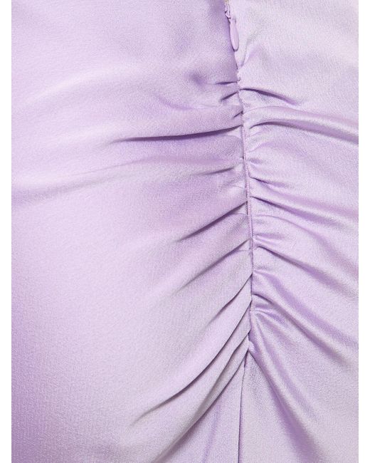 ANDAMANE Purple Bedrucktes Maxi-slip-kleid Aus Satin "ninfea"