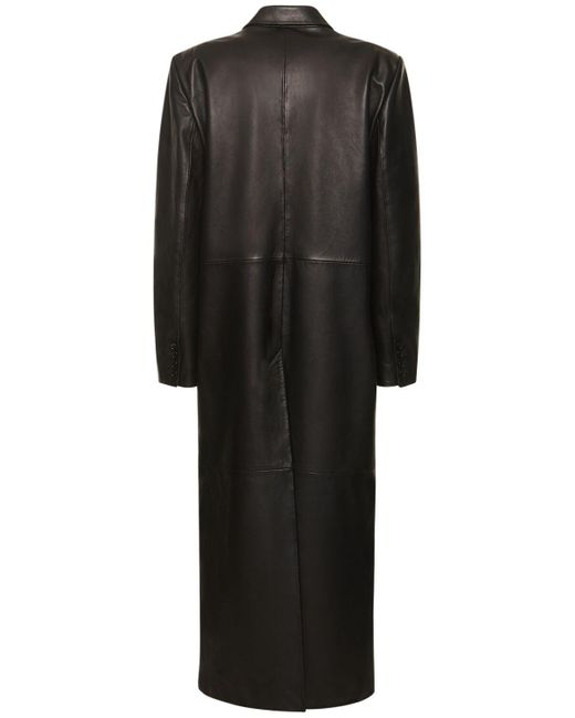 Magda Butrym Black Leather Double Breasted Coat