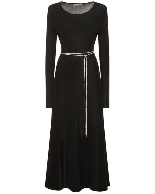 Alexandre Vauthier Black Viscose Knit Dress W/ Embellished Belt
