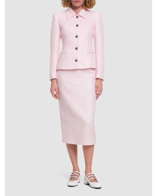 Veste en tweed à sequins à boutonnage simple Alessandra Rich en coloris Pink