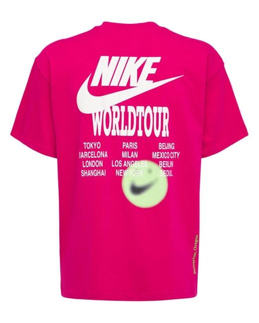 T-shirt "world Tour" Con Stampa di Nike in Pink da Uomo