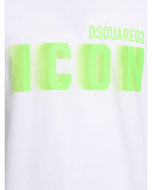 DSquared² Green Icon Printed Cotton T-shirt for men