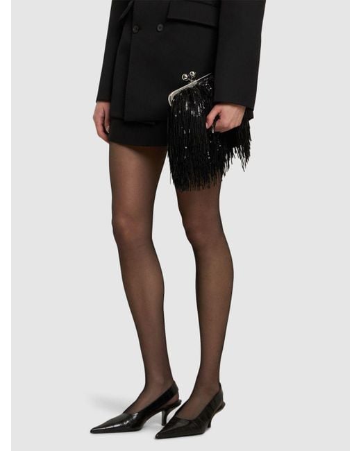 Weekend by Maxmara Black Clutch Aus Satin Mit Stickerei "flou"