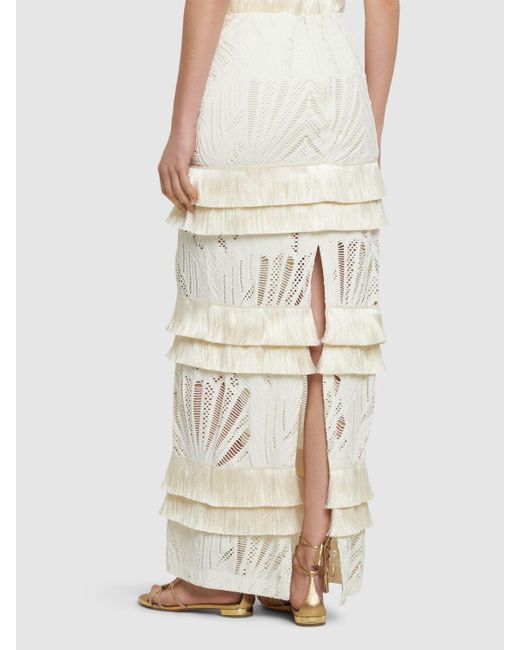 PATBO Natural Fringed Lace Maxi Skirt