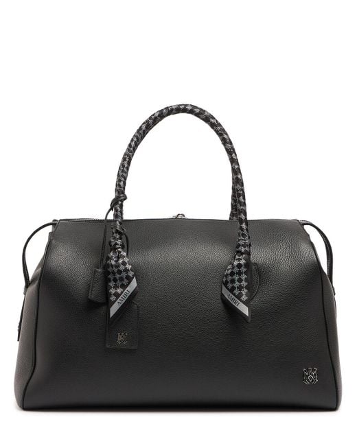 Amiri Black Pebbled Leather Weekender Bag for men