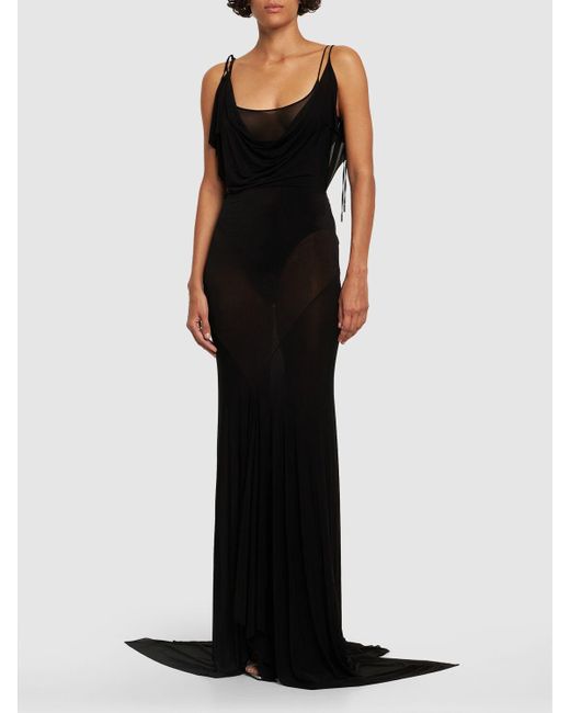 The Attico Black Sheer Jersey Gown
