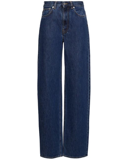 Jeans samur in denim di cotone di Loulou de Saison in Blue