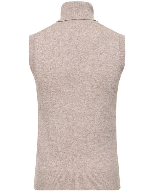 Michael Kors Gray Sleeveless Knit Cashmere Turtleneck