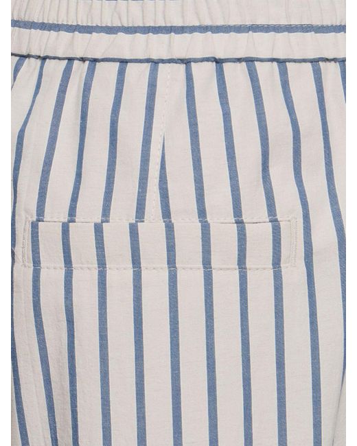 Brunello Cucinelli White Striped Cotton Poplin Wide Pants