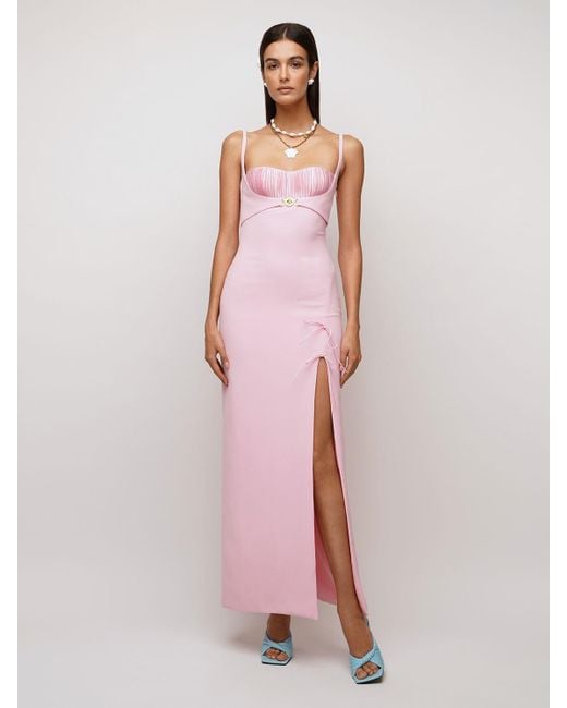 Versace Pink Sleeveless Silk Cady Long Dress