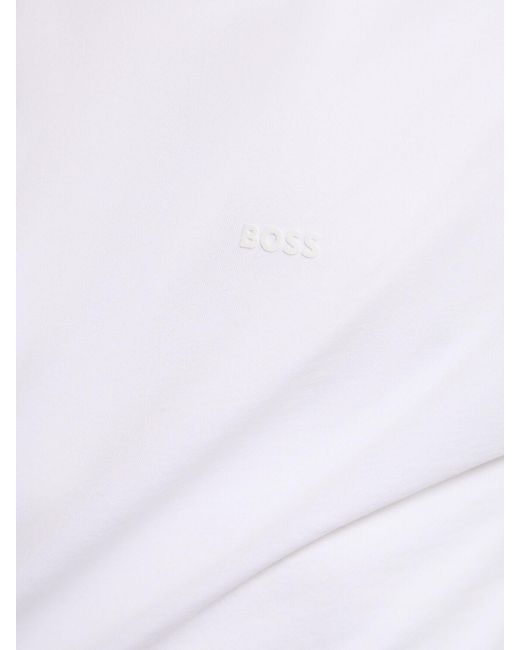 Boss White Thompson Logo Cotton Jersey T-shirt for men