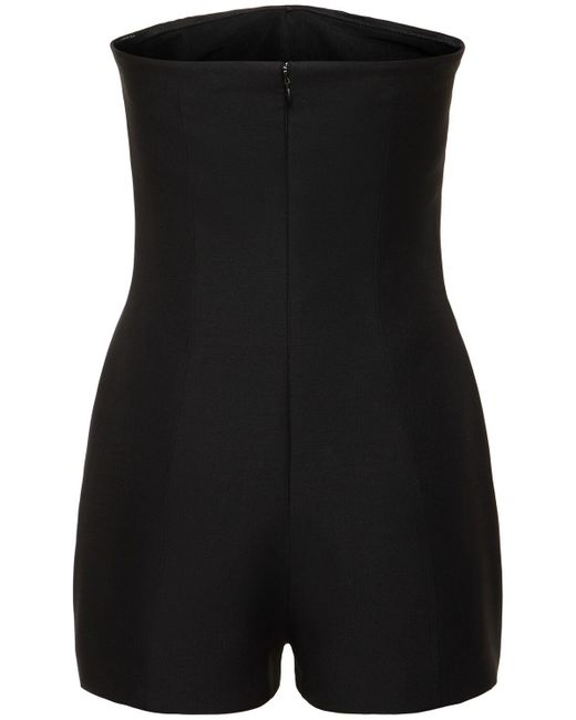 Valentino Black Strapless Crepe Short Jumpsuit