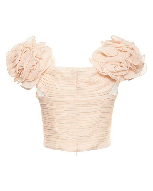Blusa de chifón de seda fruncida Magda Butrym de color Natural