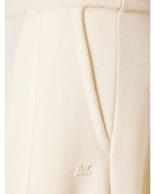 Pantalones anchos de lana con cintura alta Max Mara de color White