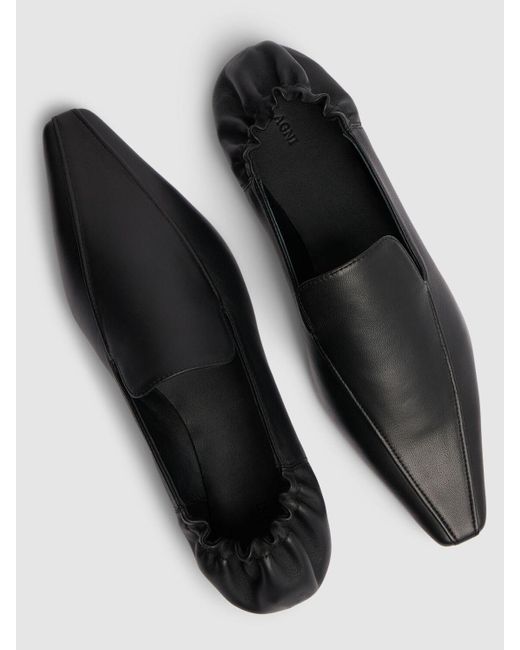 St. Agni Black 5mm Flat Leather Loafers