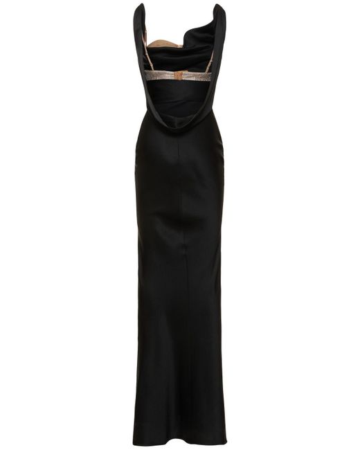 Vestido largo de satén GIUSEPPE DI MORABITO de color Black