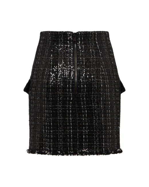 Balmain Black Minirock Aus Tüll Mit Glitzer