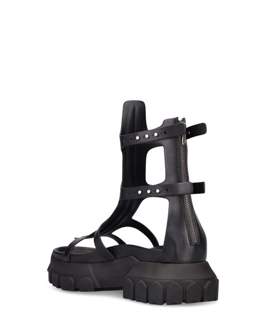 Rick Owens Tractor Leather Sandals in Black for Men | Lyst