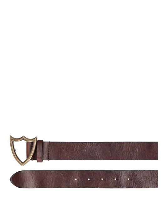 HTC Brown 3.5cm Shield Leather Belt for men