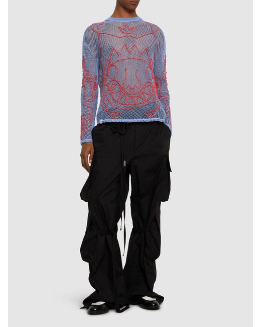 Charles Jeffrey Blue Graphic Net Top for men