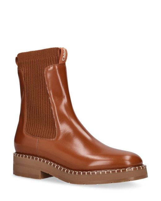 Chloé Brown 35Mm Noua Leather Ankle Boots