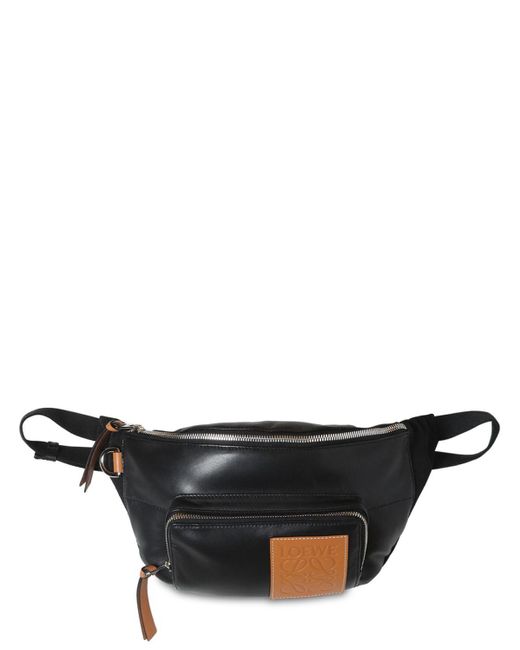 Loewe Leather & Nylon Canvas Belt Bag in Black for Men - Lyst