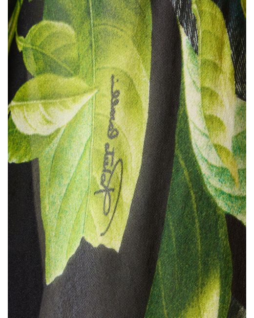 Kaftano in chiffon di seta stampato di Roberto Cavalli in Green