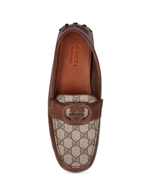 Gucci Brown gg Cotton Blend And Leather Loafers for men
