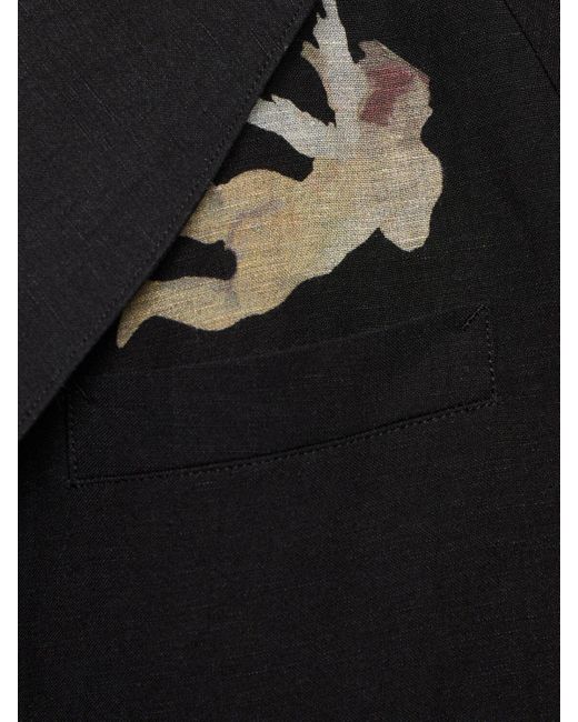 Yohji Yamamoto Black K-angel Printed Viscose & Linen Blazer for men