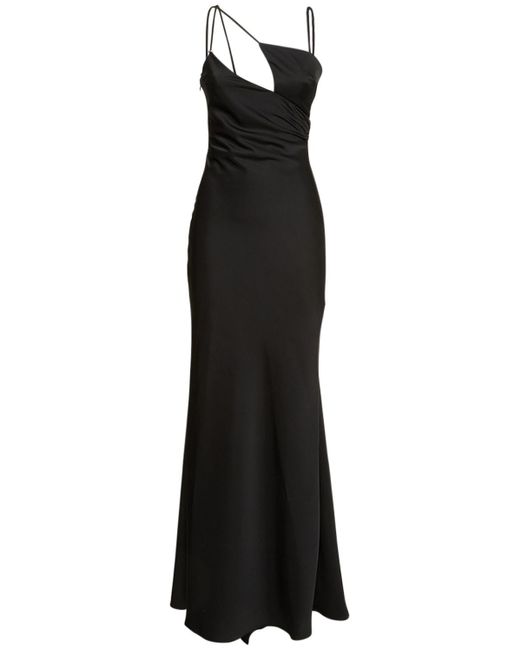 The Attico Black Melva Double Satin Long Dress