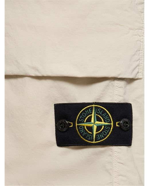 Stone Island White Cotton Blend Logo Patch Shorts for men