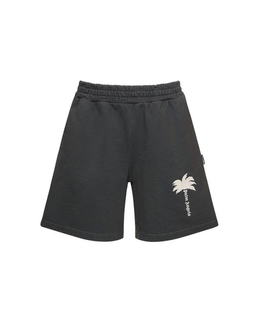 Palm Angels Gray The Palm Cotton Sweat Shorts for men