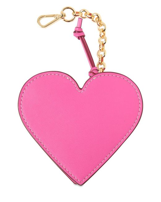 Ganni Pink Funny Heart Zipped Coin Wallet