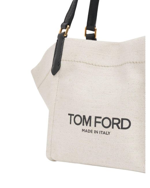 Tom Ford White Small Amalfi Canvas Tote Bag