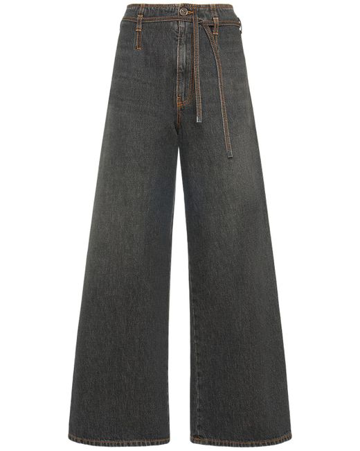 Etro Gray High Rise Denim Wide Jeans W/ Straps