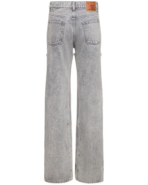 Jeans vita alta in denim patchwork di Y. Project in Gray