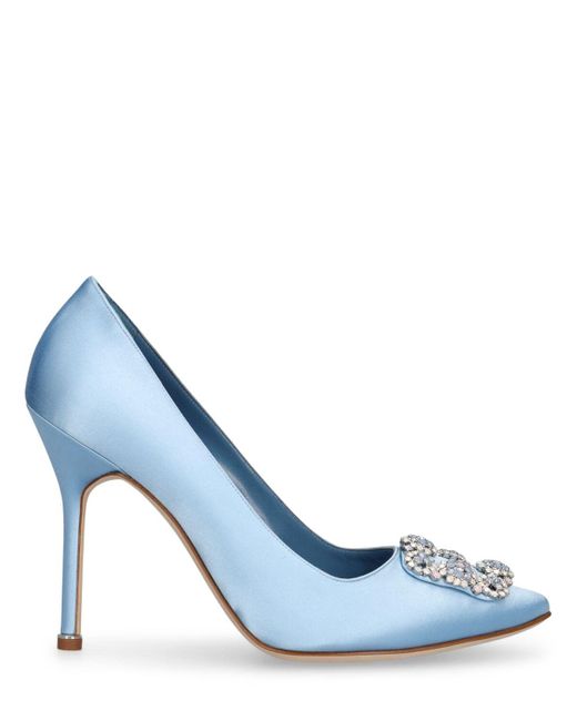 Zapatos de tacón hangisi de satén 105mm Manolo Blahnik de color Blue