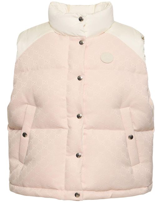 Gucci Natural gg Cotton Canvas Padded Down Vest