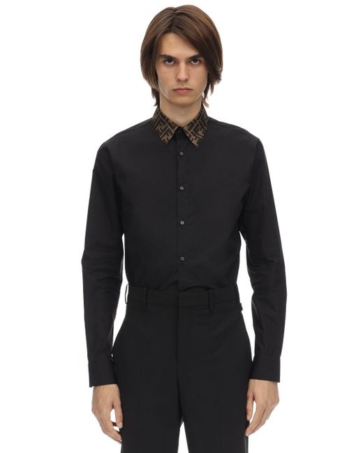 Fendi Black Monogram Trim Shirt for men