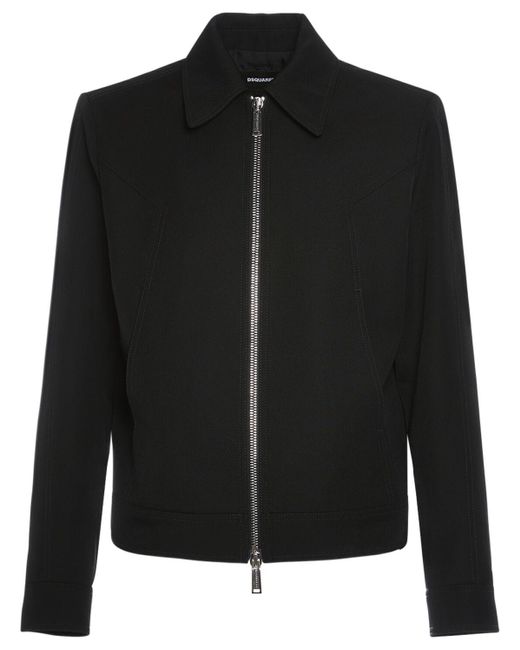 DSquared² Black Wool Blend Zipped Jacket for men