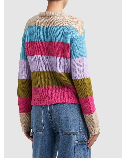 Weekend by Maxmara Pink Palco Striped Cashmere Knit Sweater