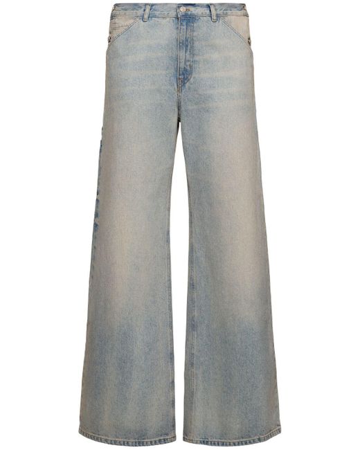 Courreges Gray Wide Cotton Denim Jeans for men