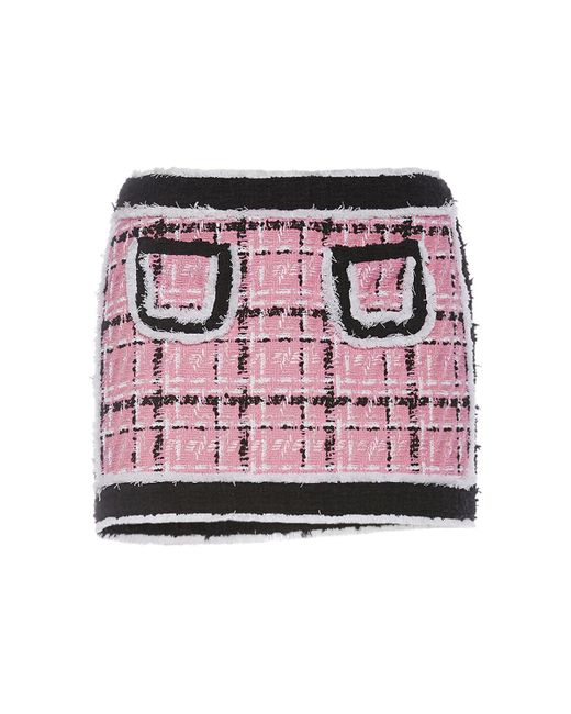 DSquared² Pink Bouclé Mini Skirt W/ Pockets