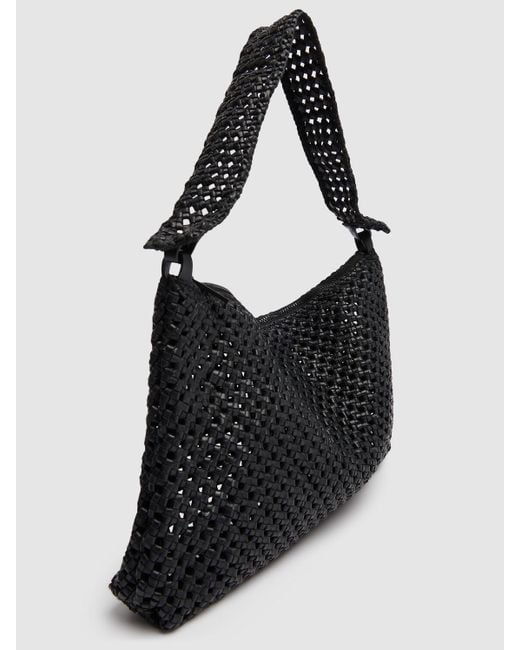 St. Agni Black Macramé Woven Leather Shoulder Bag