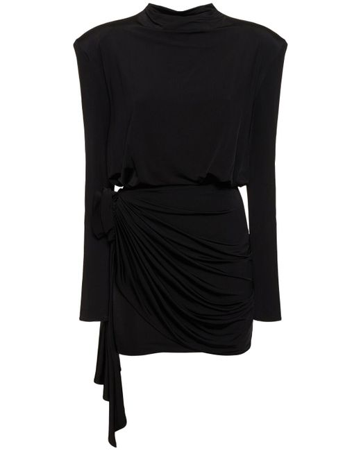 Magda Butrym Black Draped Jersey Mini Dress