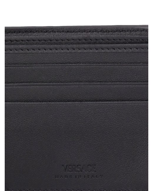 Versace Black Leather Logo Bifold Wallet for men