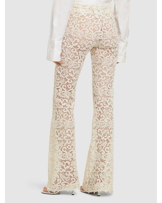 Ermanno Scervino White Cotton Blend Lace Flared Pants