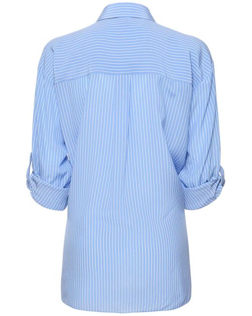 Michael Kors Blue Striped Silk Crepe Shirt